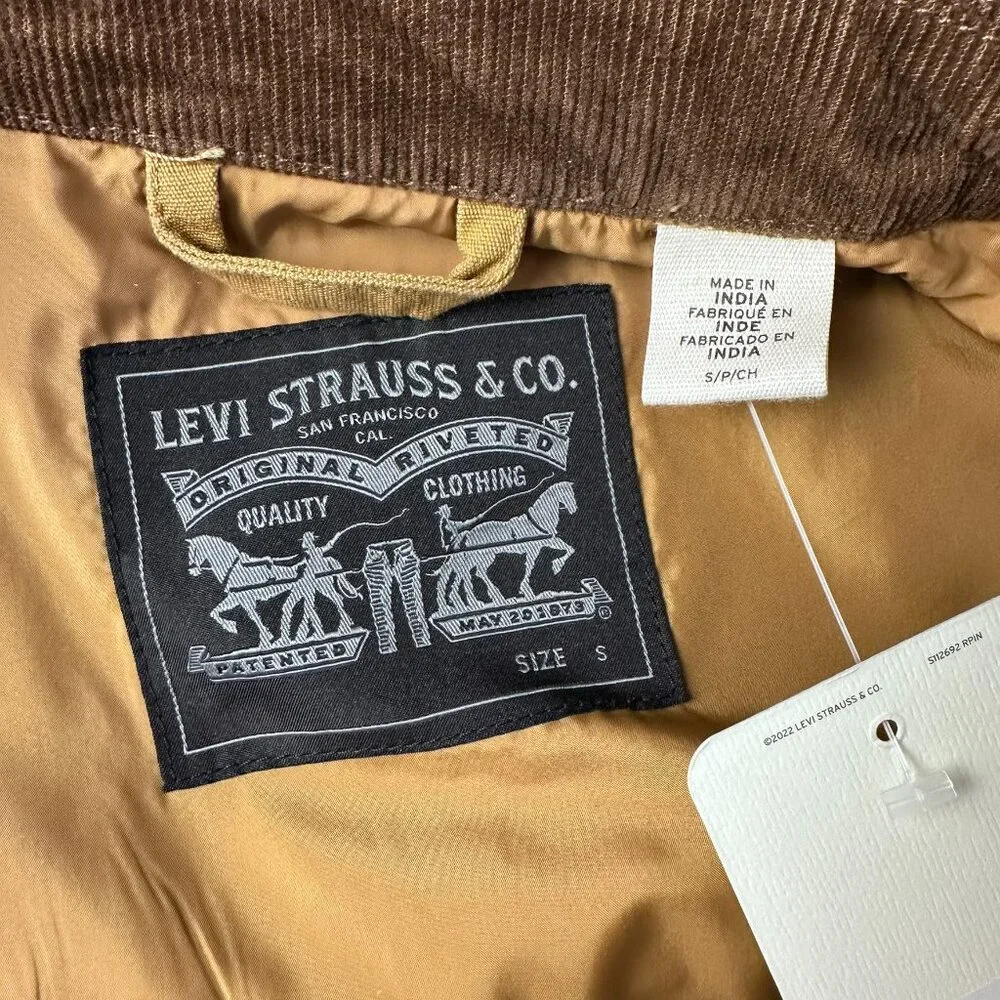 Levi's Cotton Canvas Corduroy Collar Depot Utility Barn Trucker Jacket Lt. Brown - Picture 7 of 16